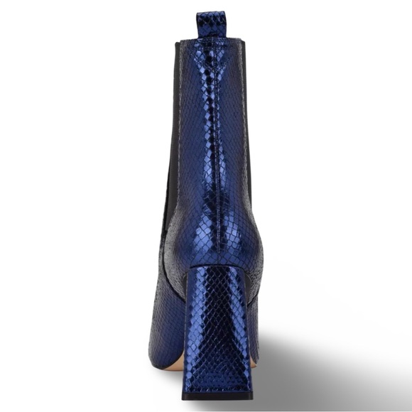 🎩🗝️NWOB $219 Marc Fisher LTD Blue Metallic Leather Boots - Picture 11 of 15
